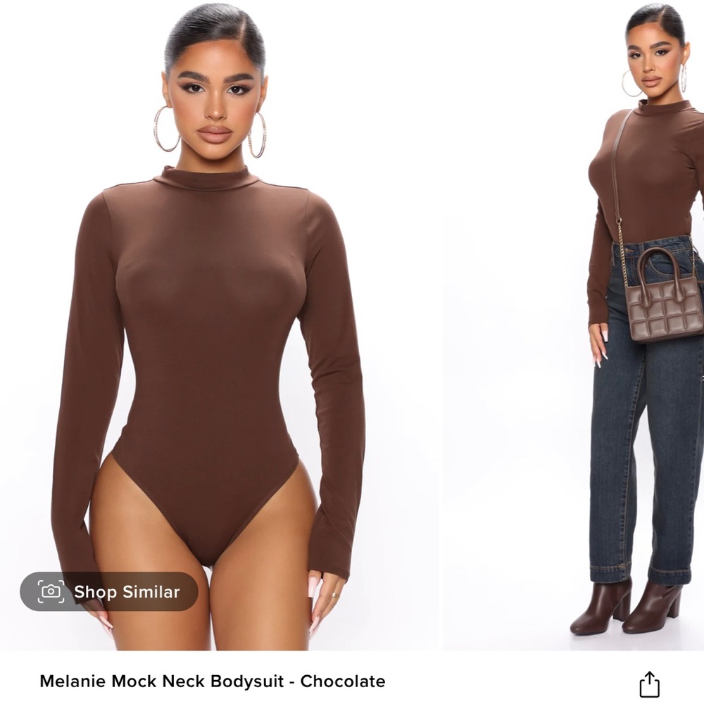 FashionNova brown mock neck bodysuit